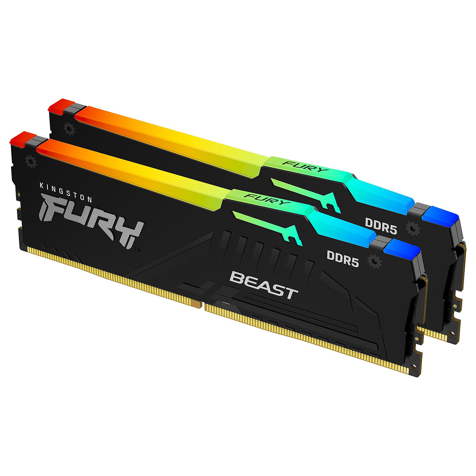 Kit Barrettes mémoire 32Go (2x16Go) DIMM DDR5 Kingston Fury Beast RGB 5600MHz (Noir)