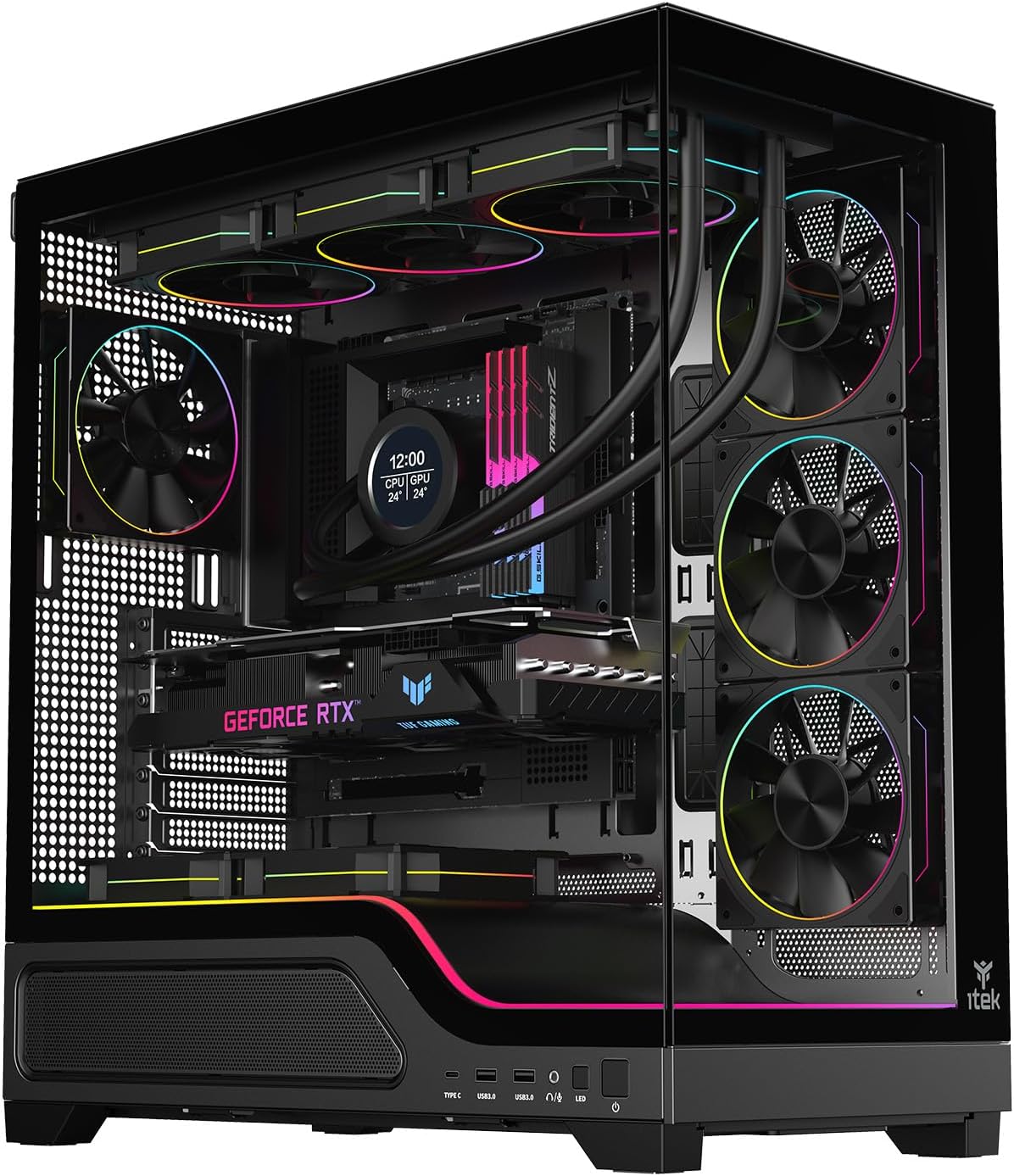 Boitier Moyen Tour ATX iTek SHOWBUI WAVE 82B ARGB avec panneaux vitrés